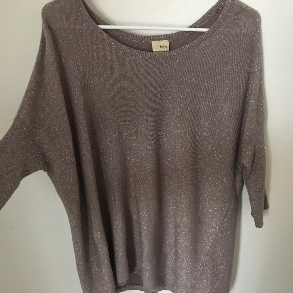 Shimmery Metallic Oversized 3/4 Sleeve Top